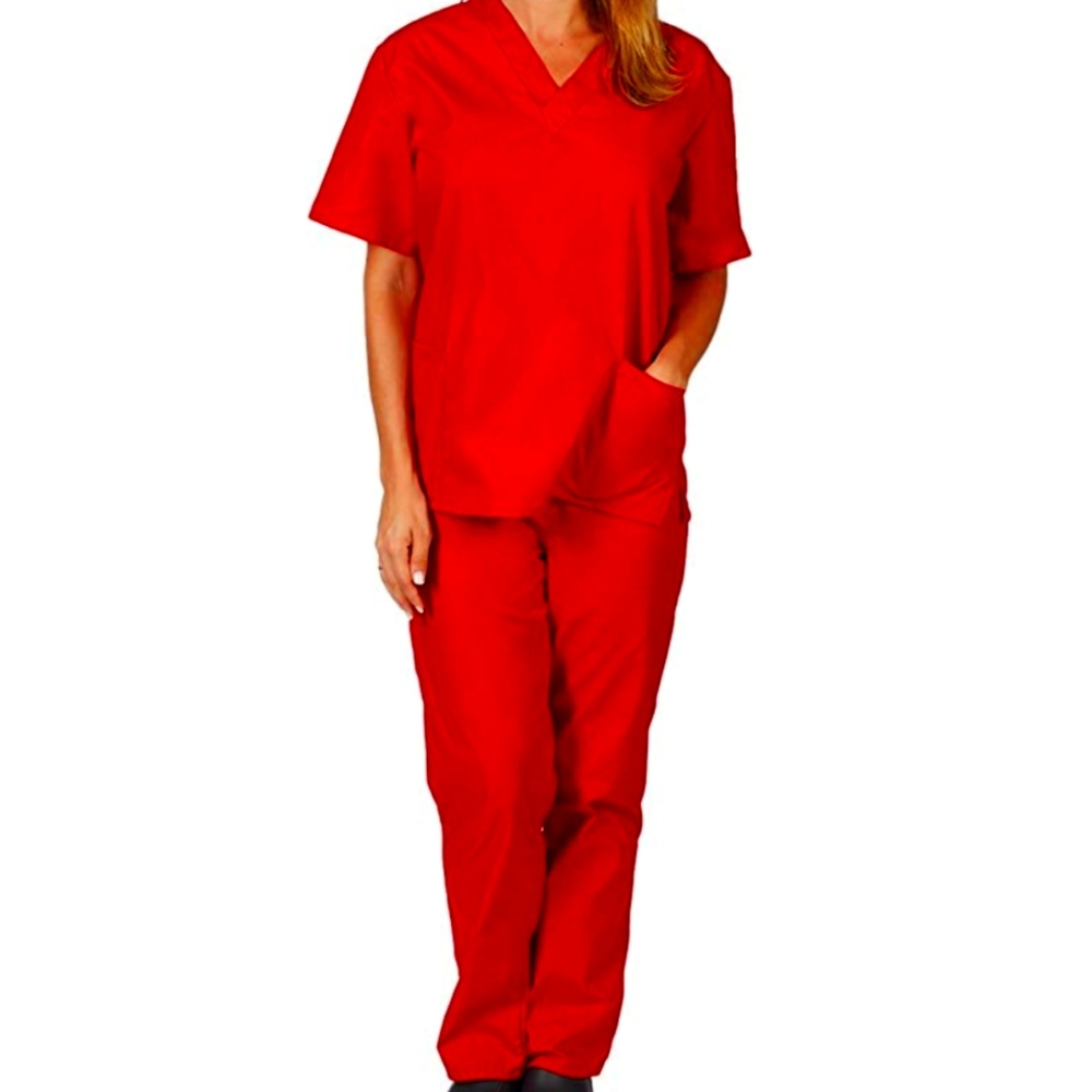 NWT- Scrub Set- Amazon- Natural Uniforms Unisex Medical Scrub Set- Red, Size M